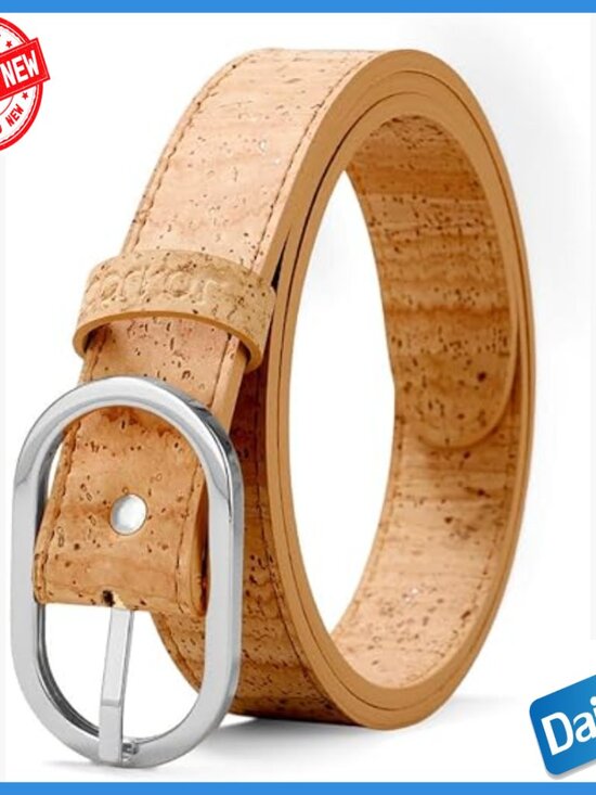 Slim Vegan Cork Belt with Nickel-Free Buckle for Dresses and Jeans main image 6